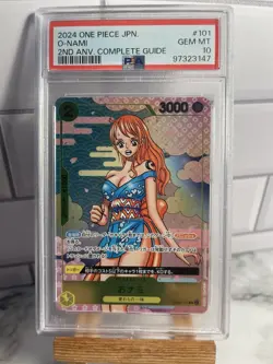 PSA 10 O- Nami 2nd ANNIVERSARY COMPLETE GUIDE OP06-101 Promo One Piece Card 2024 - Image 1