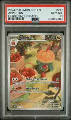 2024 POKEMON SSP EN-SURGING SPARKS ILLUSTRATION RARE #211 APPLETUN PSA 10 - Image 1