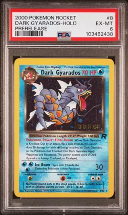 2000 POKEMON ROCKET PRERELEASE #8 DARK GYARADOS-HOLO PSA 6 - Image 1