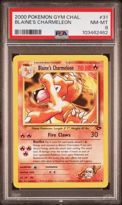 2000 POKEMON GYM CHALLENGE #31 BLAINE'S CHARMELEON PSA 8 - Image 1