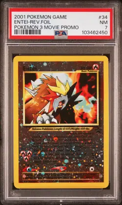 2001 POKEMON GAME MOVIE POKEMON 3 MOVIE PROMO #34 ENTEI-REVERSE FOIL PSA 7 - Image 1