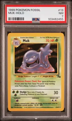1999 POKEMON FOSSIL #13 MUK-HOLO PSA 7 - Image 1