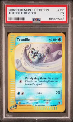 2002 POKEMON EXPEDITION #135 TOTODILE-REVERSE FOIL PSA 5 - Image 1