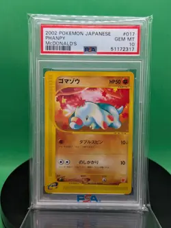 PSA 10 Phanpy 017/018 McDonald's Original Minimum Pack 2002 Japanese Pokemon 17 - Image 1