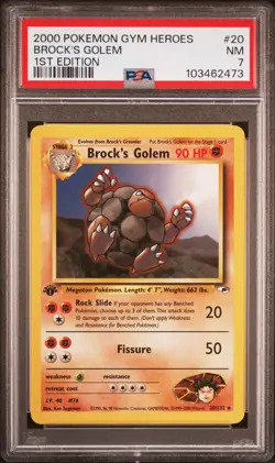 2000 POKEMON GYM HEROES 1ST EDITION #20 BROCK'S GOLEM PSA 7 - Image 1