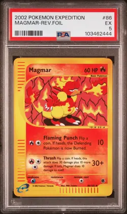 2002 POKEMON EXPEDITION #86 MAGMAR-REVERSE FOIL PSA 5 - Image 1