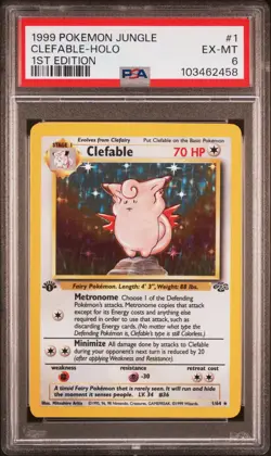 1999 POKEMON JUNGLE 1ST EDITION #1 CLEFABLE-HOLO PSA 6 - Image 1