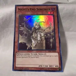 Yu-Gi-Oh Card: Night's End Sorcerer HISU-EN040 Super Rare 1st Edition Card - Image 1
