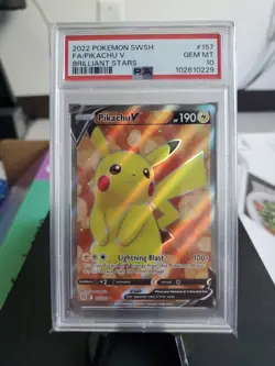 Pikachu V Full Art Holo Card 157/172 Swsh09 Brilliant Stars - PSA 10 Gem Mint - Image 1