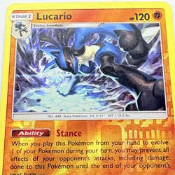 Pokemon Lucario 71/147 Reverse Holo Rare Burning Shadows Card 2017 - LP - Image 2