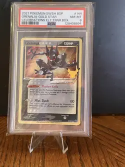 Pokemon Greninja TCG Gold Star SWSH144 Holo Rare Card PSA8 - Image 1