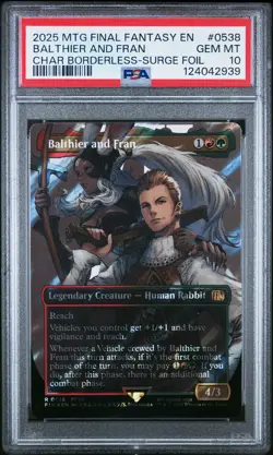2025 MTG FINAL FANTASY CHARACTER BORDERLESS-SURGE FOIL BALTHIER AND FRAN PSA 10 - Image 1