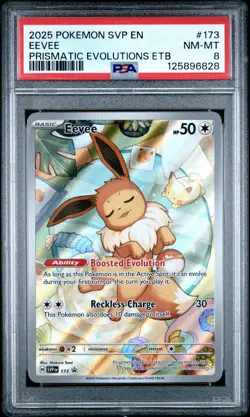 2025 POKEMON SVP EN-SV BLACK STAR PROMO #173 EEVEE PSA 8 - Image 1
