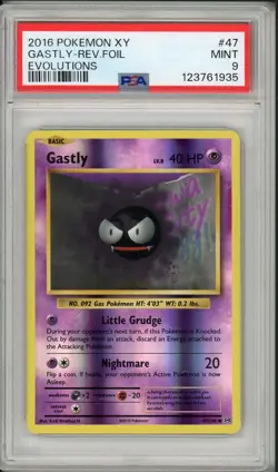 2016 Pokemon XY Evolutions Gastly Reverse Foil Holo #47 PSA 9 - Image 1
