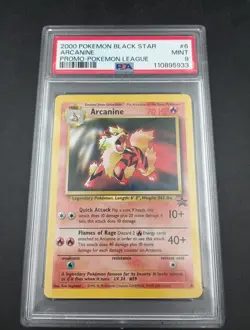 2000 ARCANINE #6 POKEMON LEAGUE PROMO BLACK STAR PSA 9 MINT - Image 1