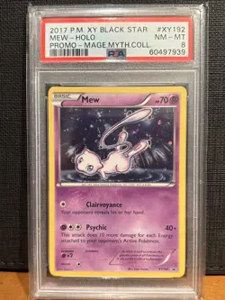 2017 Pokemon XY Mew Holo XY192 Black Star Promo PSA 8 NM-MT - Image 1