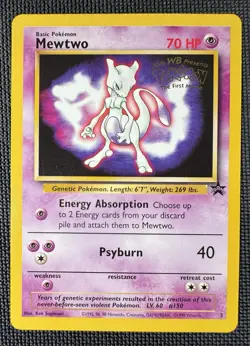 NEAR MINT Mewtwo - # 3 - Black Star Promo Rare WB Movie TCG - Pokemon Card - Image 1