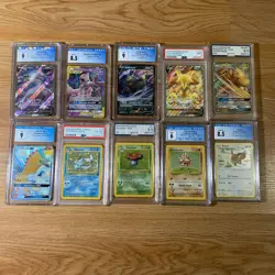 Pokemon Graded Slabs Bulk Bundle 10 Slabs Pokemon Cards MEWTWO - Image 1