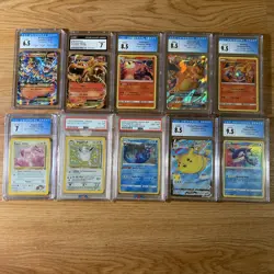 Pokemon Graded Slabs Bulk Bundle 10 Slabs Pokemon Cards 🔥 CHARIZARD🔥 - Image 1