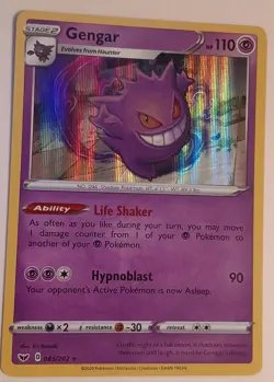 Gengar 085/202 NM Holo Sword and Shield Base Set Rare Near Mint Pokemon Card 003 - Image 1