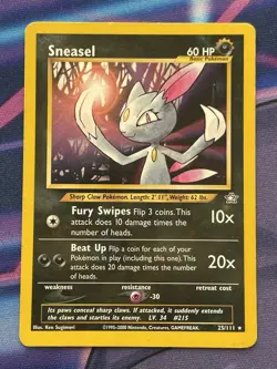 Pokemon Card Neo Genesis Sneasel 25/111 Rare Non Holo MP - Image 1