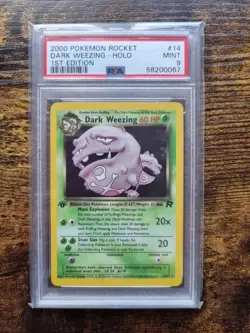 2000 POKEMON ROCKET 1ST EDITION #14/82 DARK WEEZING - HOLO PSA 9 - Image 1