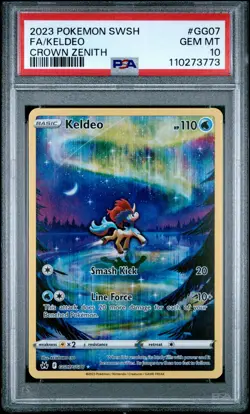 2023 POKEMON SWORD & SHIELD CROWN ZENITH #GG07 FULL ART/KELDEO PSA 10 - Image 1