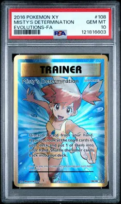 2016 POKEMON XY EVOLUTIONS #108 FULL ART/MISTY'S DETERMINATION PSA 10 - Image 1