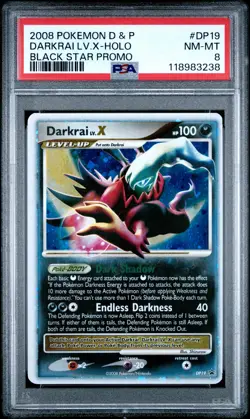 2008 POKEMON DIAMOND & PEARL BLACK STAR PROMO #DP19 DARKRAI LV.X-HOLO PSA 8 - Image 1