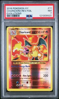 2016 POKEMON XY EVOLUTIONS #11 CHARIZARD-REVERSE FOIL PSA 7 - Image 1