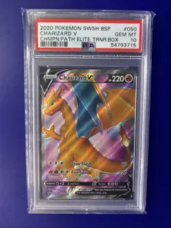 PSA 10 2020 Pokemon Charizard V Champion's Path ETB Promo SWSH050 - Image 1