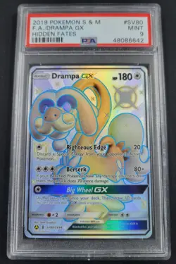 2019 Pokemon Sun & Moon Hidden Fates Drampa GX SV80 PSA 9 MINT - Image 1