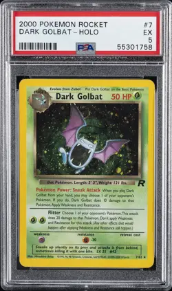 2000 POKEMON ROCKET #7 DARK GOLBAT-HOLO PSA 5 - Image 1