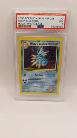 Misty's Seadra (Prerelease) 9/132 Holo - 2000 Pokemon Gym Heroes - PSA 7 - Image 1