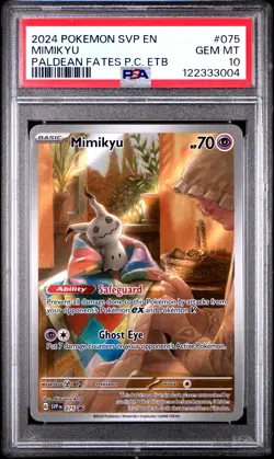 2024 POKEMON PALDEAN FATES POKEMON CENTER ETB PROMO SVP #075 MIMIKYU PSA 10 - Image 1