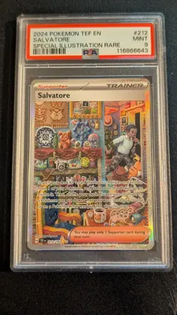 2024 POKEMON TEF EN-TEMPORAL FORCES SPECIAL ILLUSTRATION RARE SALVATORE PSA 9 - Image 1