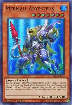 3 x Yu-Gi-Oh Card - SHVA-EN039 - MERMAIL ABYSSTEUS (super rare holo) - NM/Mint - Image 1
