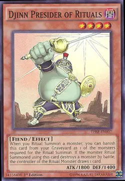 3 x Yu-Gi-Oh Card - THSF-EN037 - DJINN PRESIDER OF RITUALS (super rare) - NM/M - Image 1