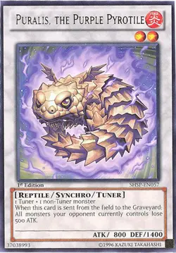3 x Yu-Gi-Oh Card - SHSP-EN057 - PURALIS, THE PURPLE PYROTILE (rare) - NM/M - Image 1