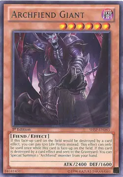 3 x Yu-Gi-Oh Card - SHSP-EN083 - ARCHFIEND GIANT (rare) - NM/M - Image 1
