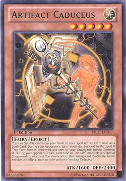 3 x Yu-Gi-Oh Card - PRIO-EN017 - ARTIFACT CADUCEUS (rare) - NM/M - Image 1
