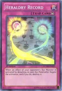 3 x Yu-Gi-Oh Card - NUMH-EN059 - HERALDRY RECORD (super rare holo) - NM/M - Image 1