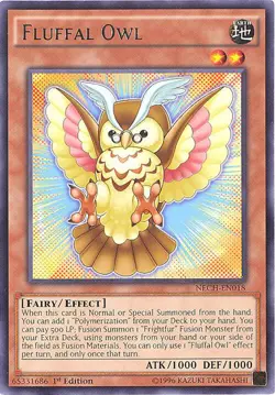3 x Yu-Gi-Oh Card - NECH-EN018 - FLUFFAL OWL (rare) - NM/M - Image 1