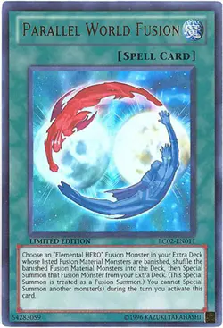 3 x Yu-Gi-Oh Card - LC02-EN011 - PARALLEL WORLD FUSION (ultra rare holo) - NM - Image 1