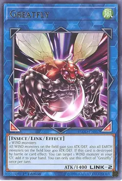 3 x Yu-Gi-Oh Card - FLOD-EN052 - GREATFLY (rare) - NM/M - Image 1