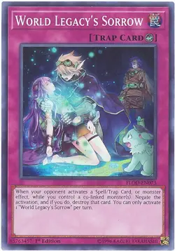 3 x Yu-Gi-Oh Card - FLOD-EN073 - WORLD LEGACY'S SORROW (super rare holo) - NM/M - Image 1