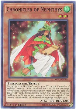 3 x Yu-Gi-Oh Card - HISU-EN003 - CHRONICLER OF NEPHTHYS (super rare holo) - NM/M - Image 1