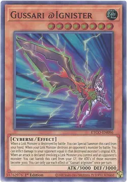 3 x Yu-Gi-Oh Card - ETCO-EN096 - GUSSARI @IGNISTER (super rare holo) - NM/M - Image 1