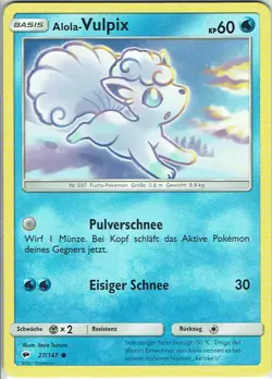 Pokemon Karte Trading Card Game Nacht in Flammen Nr. 27/147 Alola-Vulpix deutsch - Image 1