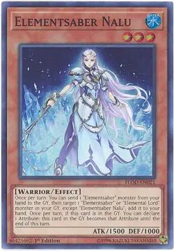 3 x Yu-Gi-Oh Card - FLOD-EN021 - ELEMENTSABER NALU (super rare holo) - NM/Mint - Image 1